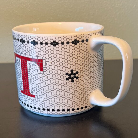 BEE & WILLOW Letter T Monogram Initial Wide-Mouth Honeycomb Mosaic Ceramic Mug - Picture 7 of 12
